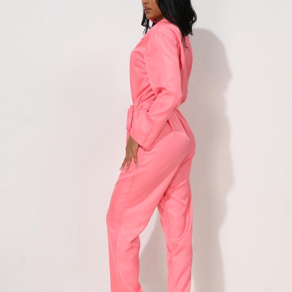 size L DANGCOS Pink Jumpsuit 70s 80s Outfits for Women - Picture 4 of 6
